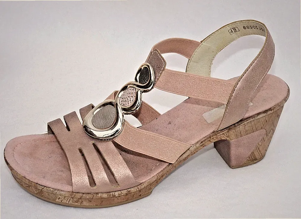 🌸 Rieker Sandaletten Gr. 42 Rosa Keilabsatz Stretch Komfort Sommer Elegant