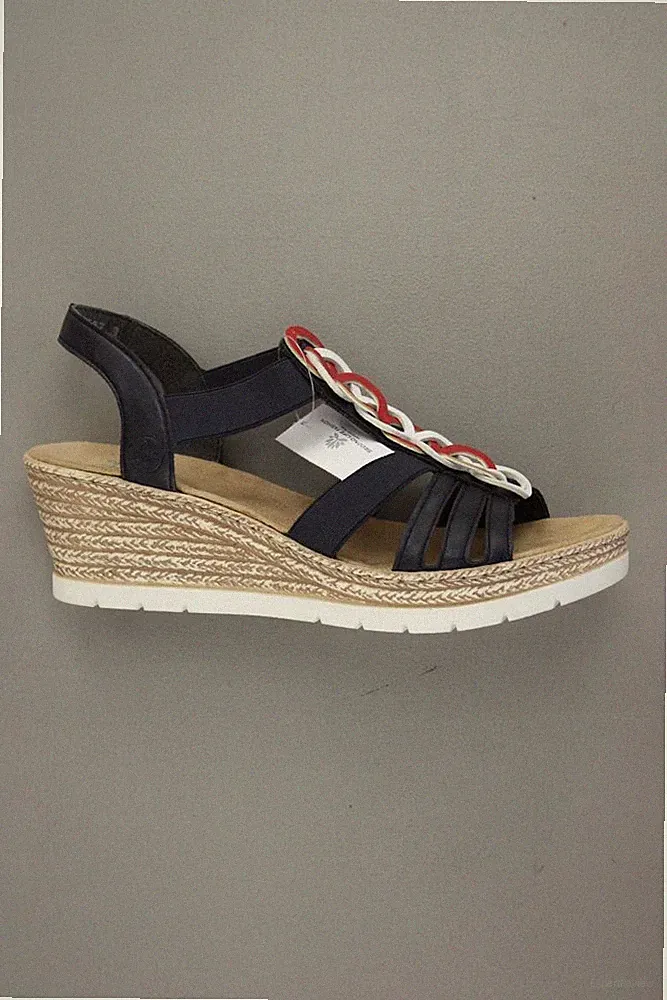 ⭐ Rieker Sandaletten mit Keilabsatz für Damen Gr. 38 neuwertig blau ⭐