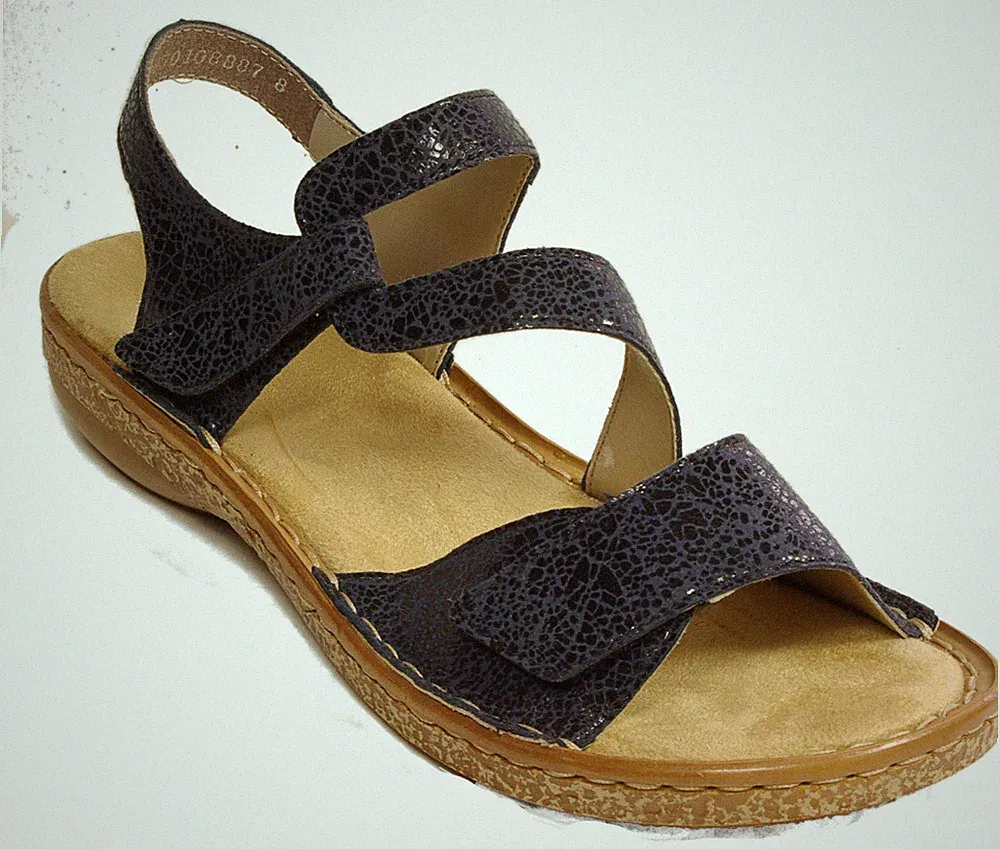 RIEKER Schuhe Sandalen Riemchen Sandaletten blau Klettverschluss NEU