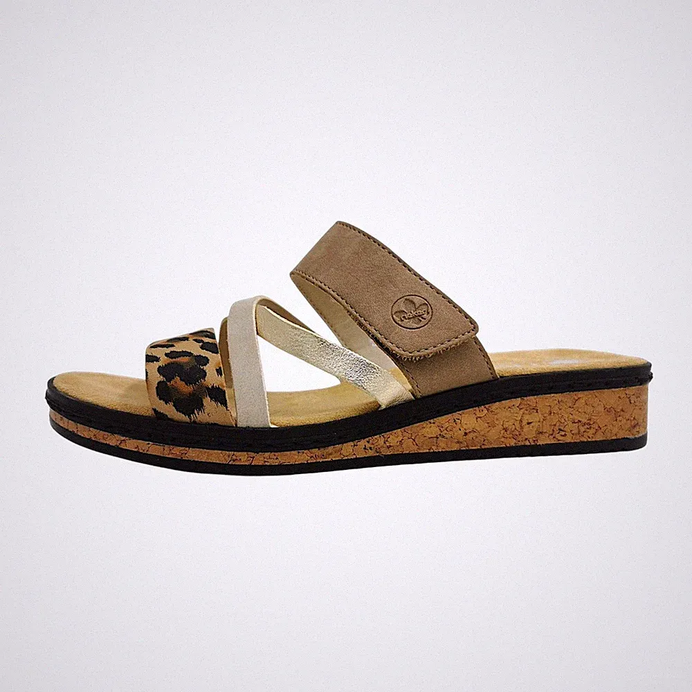 Rieker V365262 V36 Damenschuhe Sandalen Pantolette Beige Freizeit