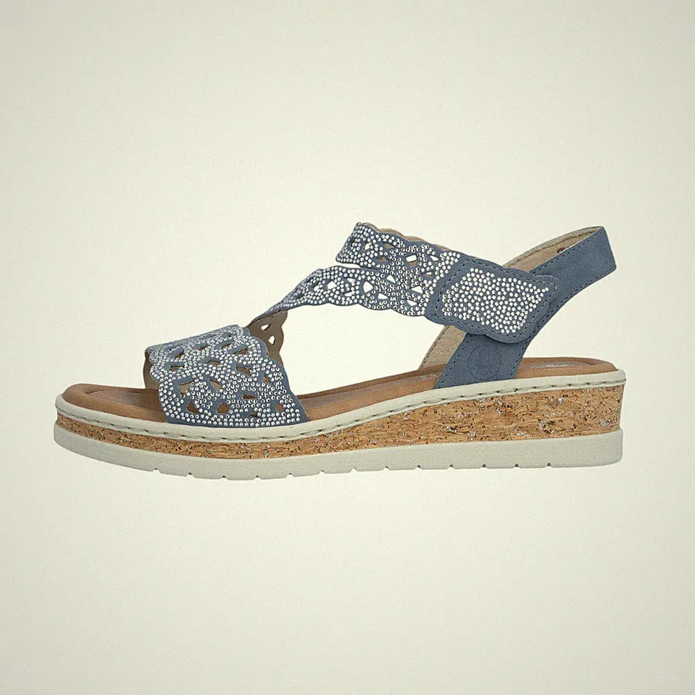 Rieker V415014 V41 Damenschuhe Sandalen Hoch Blau Freizeit
