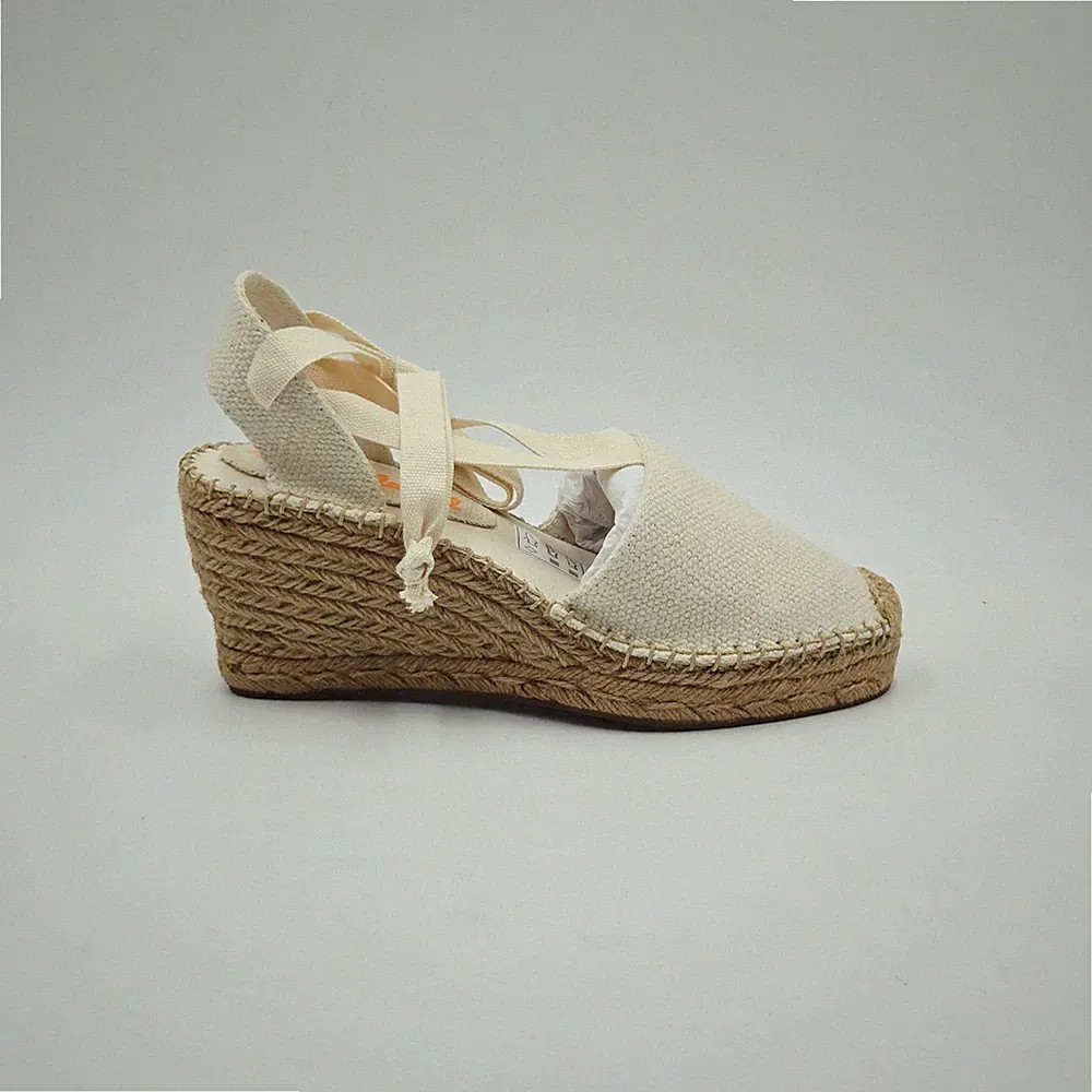 Rive du Sol Damen Sandalen Keilabsatz Weiß Stoff 41