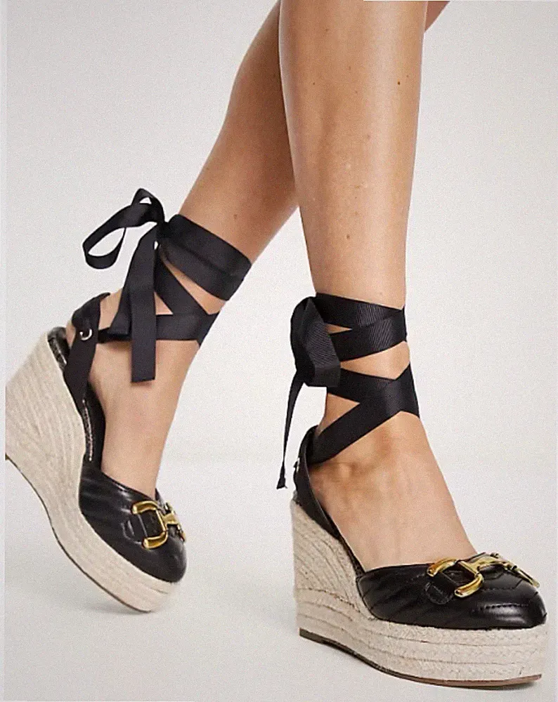 River Island Damen-Keilsandalette "NORMA" Größe 6, in schwarz, absolut wunderschön