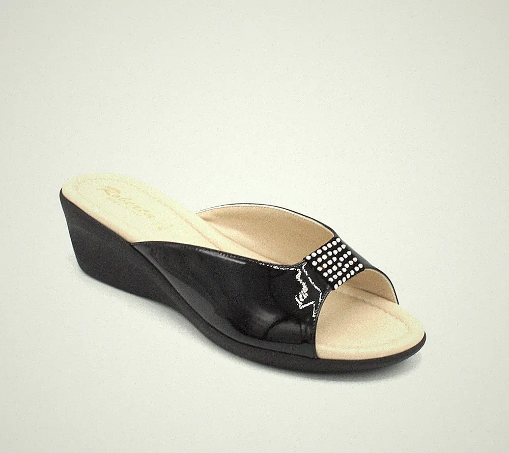 Roberta Elegante Pantoffeln Mit Glitzer Für Damen Aus Leder Sandalen
