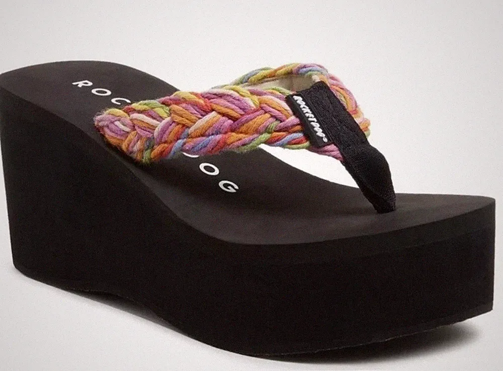 Rocket Dog Damen-Sandalen Crush-String geflochten Keilabsatz offene Zehenpartie Größe UK 7