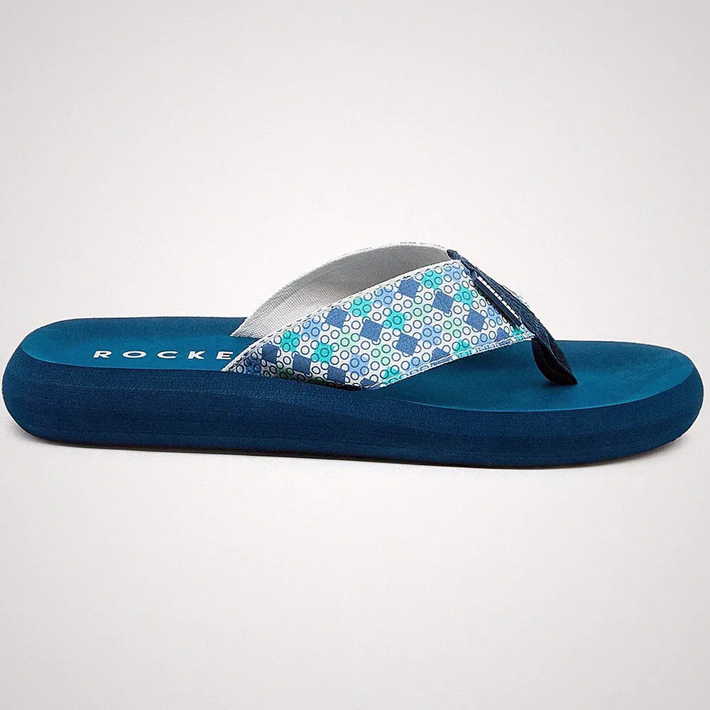 Rocket Dog Spotlight Knox modische geomerische Damen-Plateausandale Flip-Flop blau