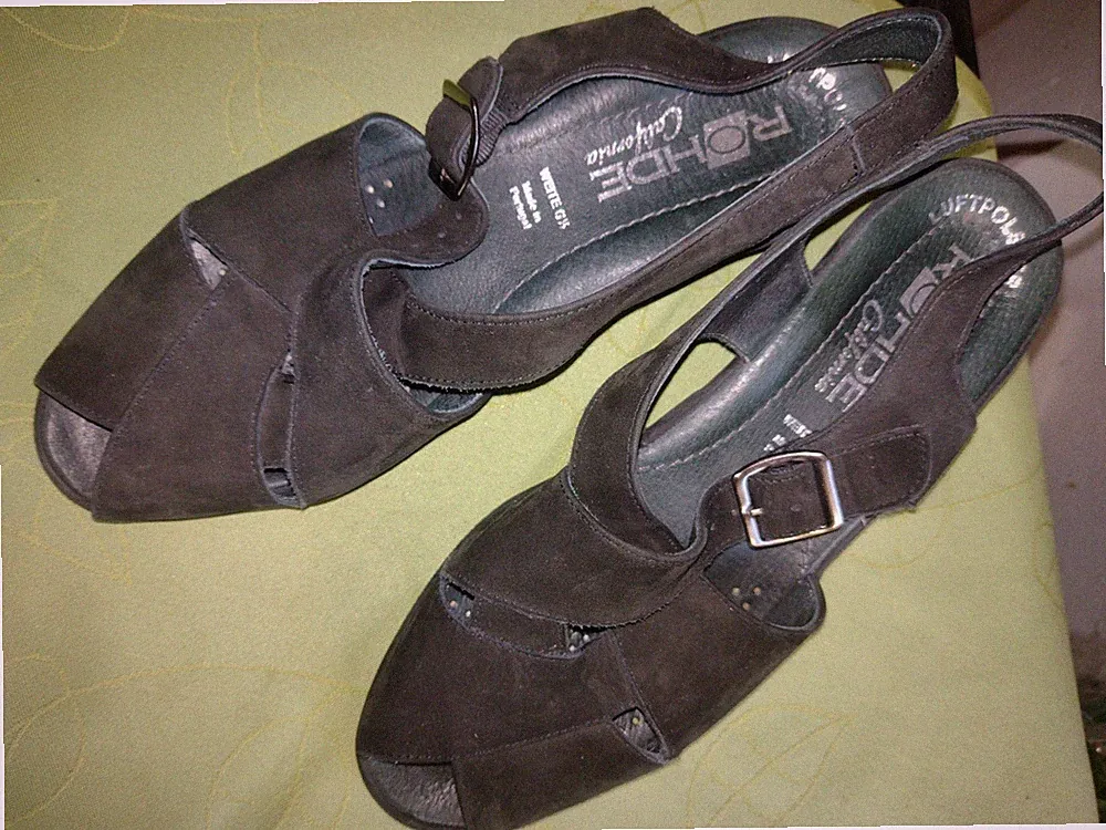 Rohde Charmia Damen Sandalen schwarz Wildleder Riemchen Keilabsatz EU 41 G