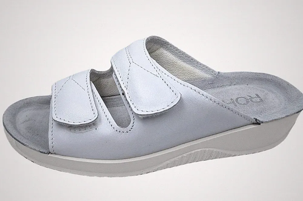 Rohde Damen Leder Pantolette Soltau Weiß 2x Klettverschluss 1940-01