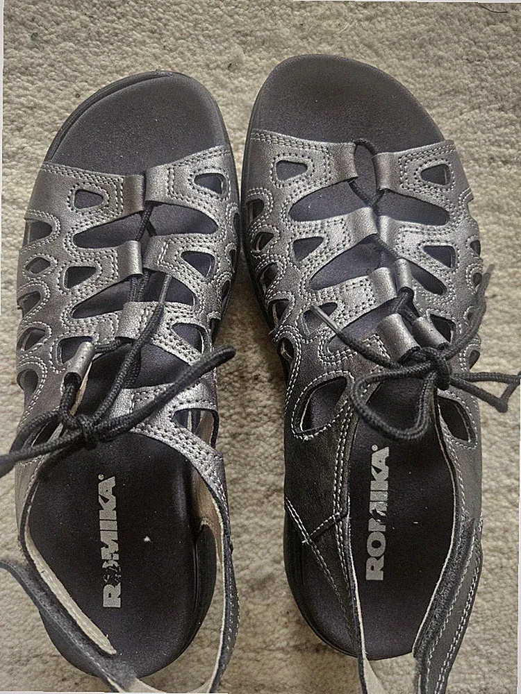 Romika Ibiza 77 Damen Sandalen Leder EU 39, anthrazit-metallic, Wechselsohle