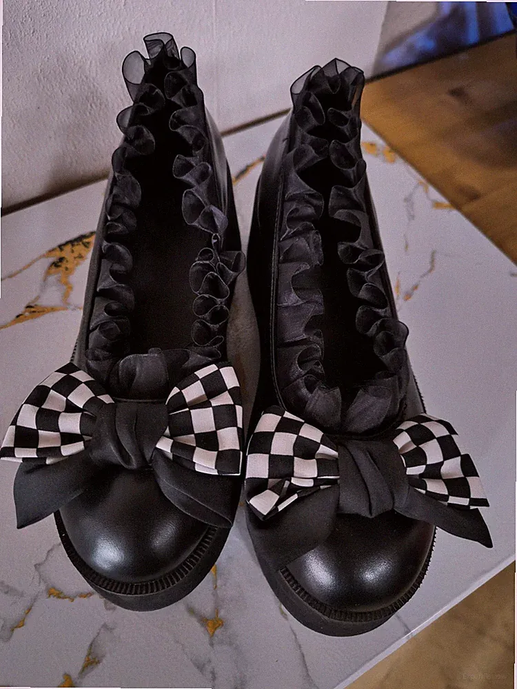 ROMWE Schwarze Goth Plateau-Wedges für Damen Punk-Pumps Gr. 40 Schwarz
