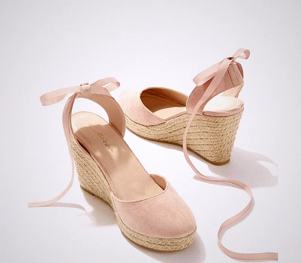 Rosa Blush Nude Slip-on Wedges Sandalen Neu 36 EU-Versand Kostenlos