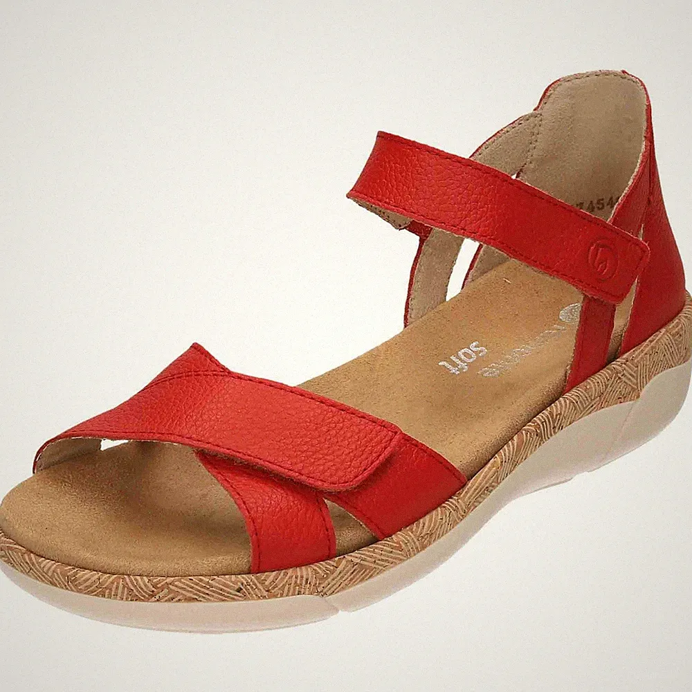 Rot Orange Leder offene Zehenpartie Gladiator Sandalen R6859-33 niedriger Keilabsatz Schuhe Komfort