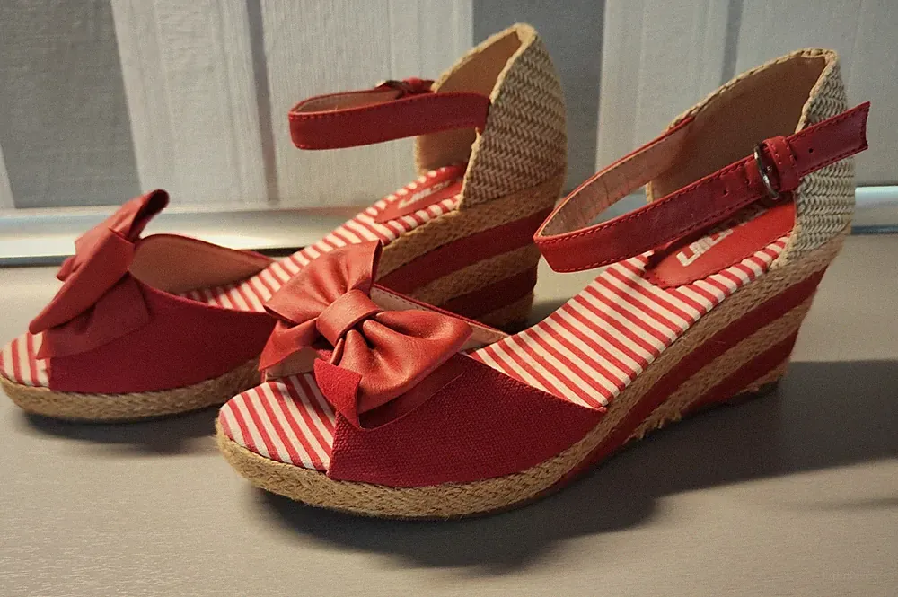 🌟Rote Wedges Espadrilles Keilabsatz Sandalen Keilsandalen Gr. 40