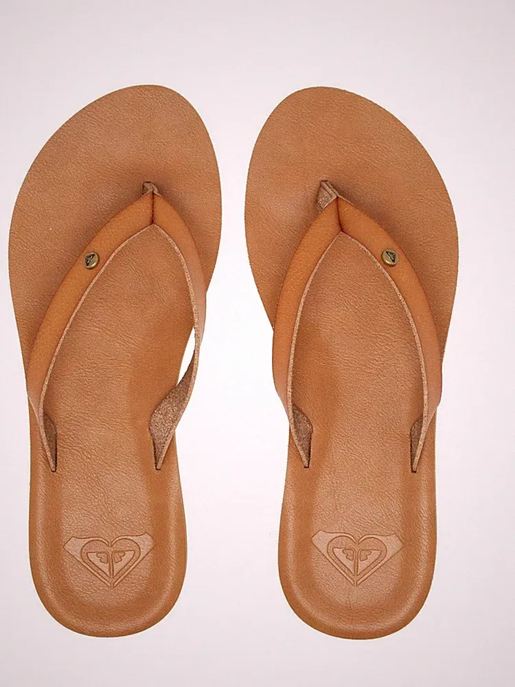 ROXY DAMEN-FLIP-FLOPS. NEU JYLL HELLBRAUN KUNSTLEDER STRANDSANDALEN S24