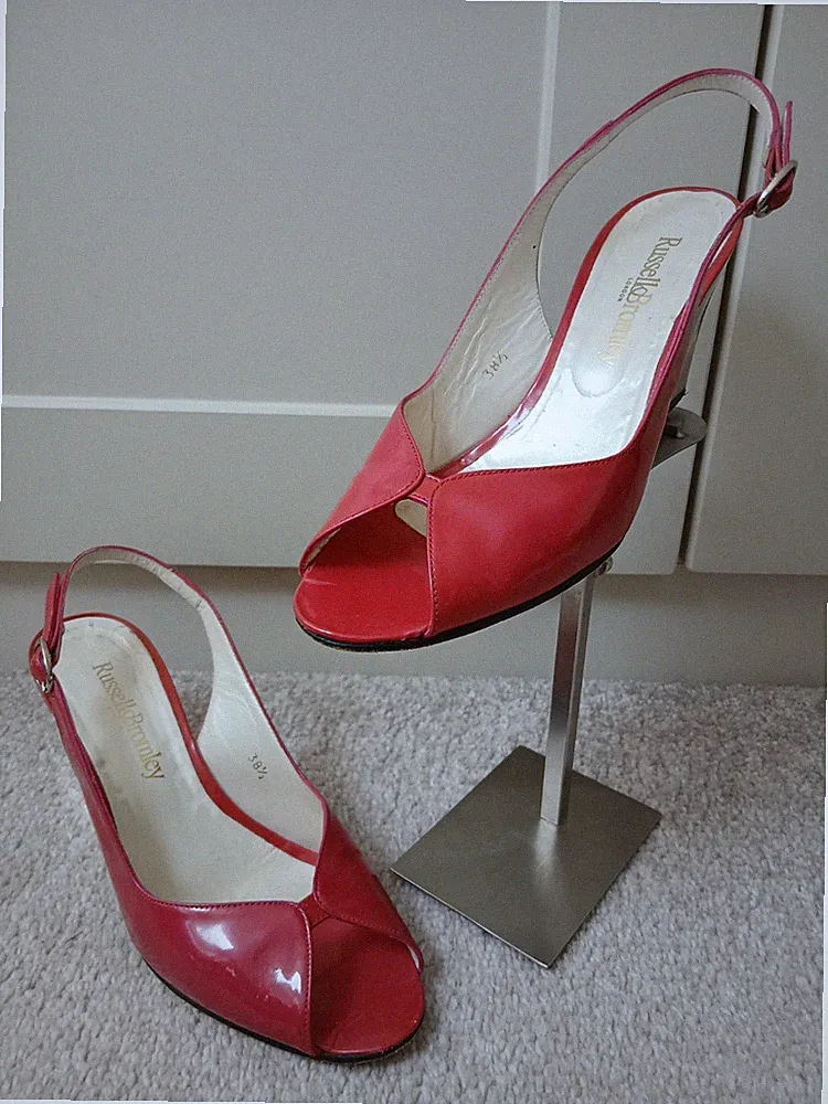 Russell and Bromley Lou-Lou Wedge Slingback Peeptoe Größe EU 38,5 UK 5,5 Sandalen
