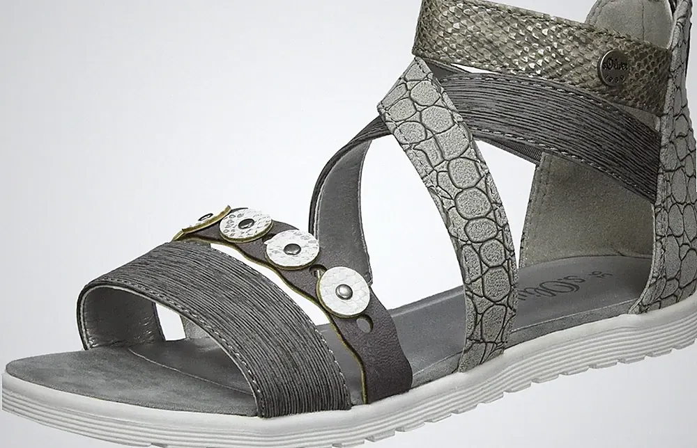 s.Oliver Damen 58217 Offene Sandalen mit Keilabsatz Sommerschuhe, Grau, 37 EUR