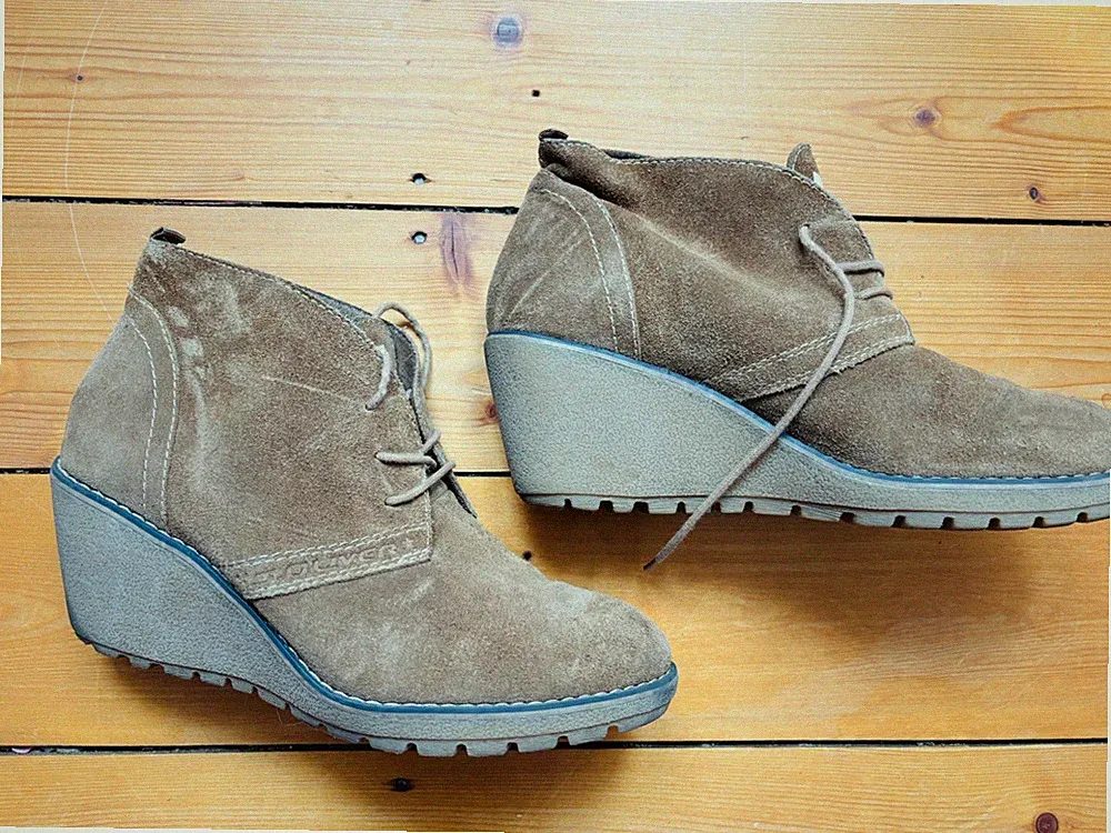 S. OLIVER Keilabsatz Stiefelette Damen / Beige Braun Leder Gr. 40