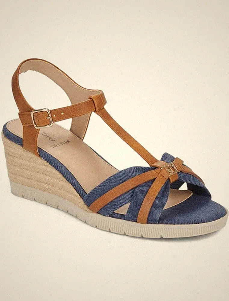 sandalen damen blau elegant mit keilabsatz