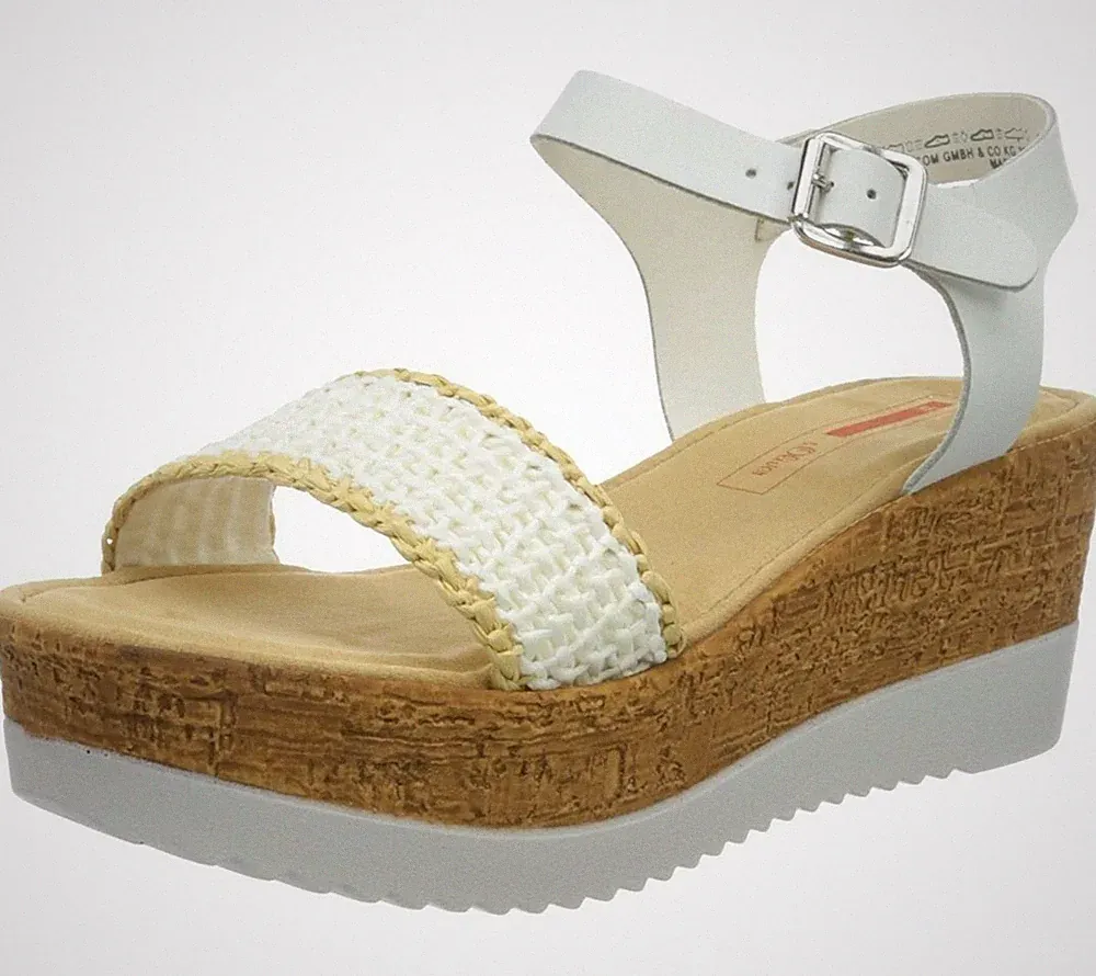 s.Oliver Sandale Pantolette Sandalette Leder Plateauschuh Gr. 41 Weiß 125 Damen