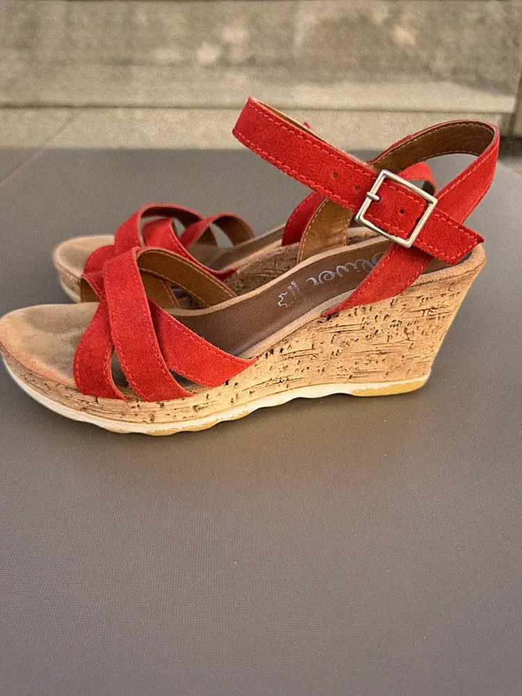 S.Oliver Sandalen Sandaletten mit Keilabsatz Wedges rot Gr.38