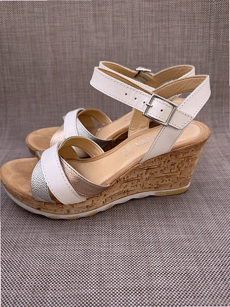 S.Oliver Sandaletten Wedges mit Keilabsatz weiẞ silber Gr.38