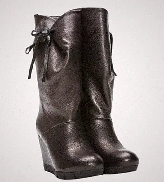 Saba Hilbert,Keil Absatz Stiefel,Kalb Leder Made in Italy Stark Reduziert