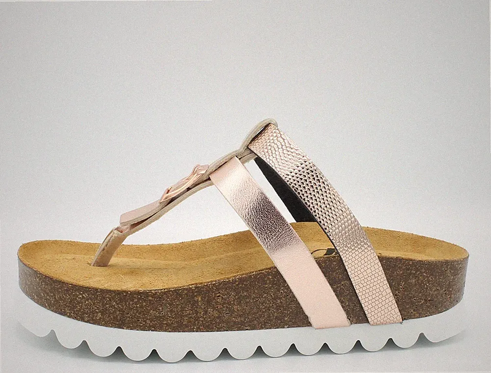 SABATINI 1081 Sandalen Frau Flip-Flops Mit Fußbett Memory Foam Kupfer