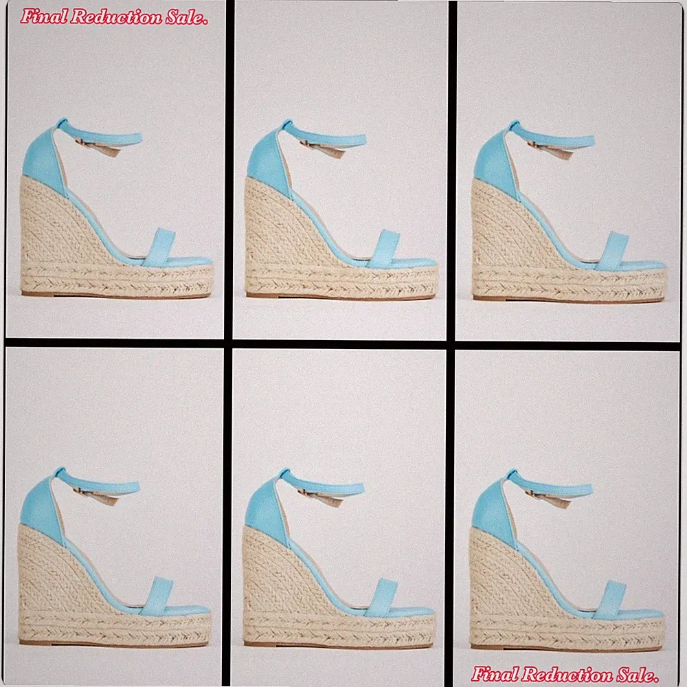 SALE BLAUE UK-GRÖSSE 5 BEARLY THERE ESPADRILLE KEILABSATZ PLATEAU SANDALETTEN