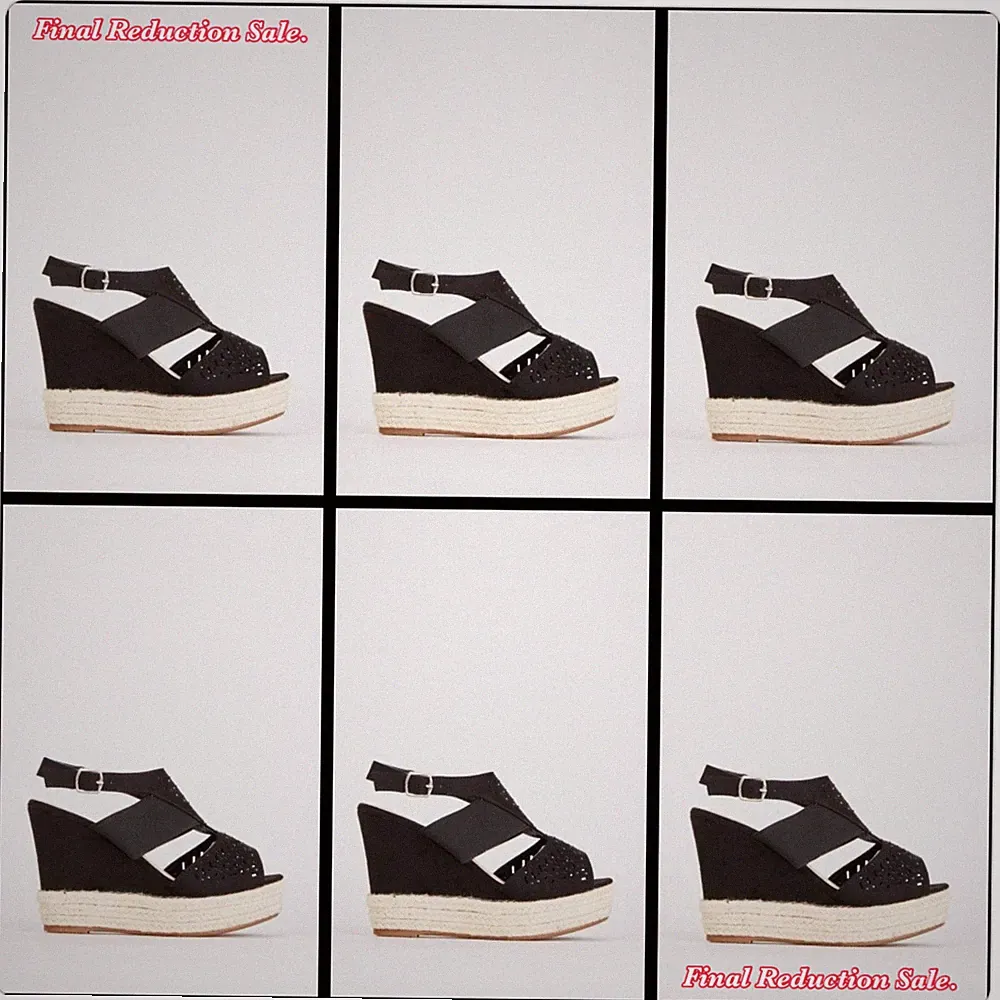 SALE DAMEN SCHWARZ GRÖSSE 4-7 VERKRUSTET HOHE ESPADRILLE KEILABSATZ PLATEAUSANDALEN