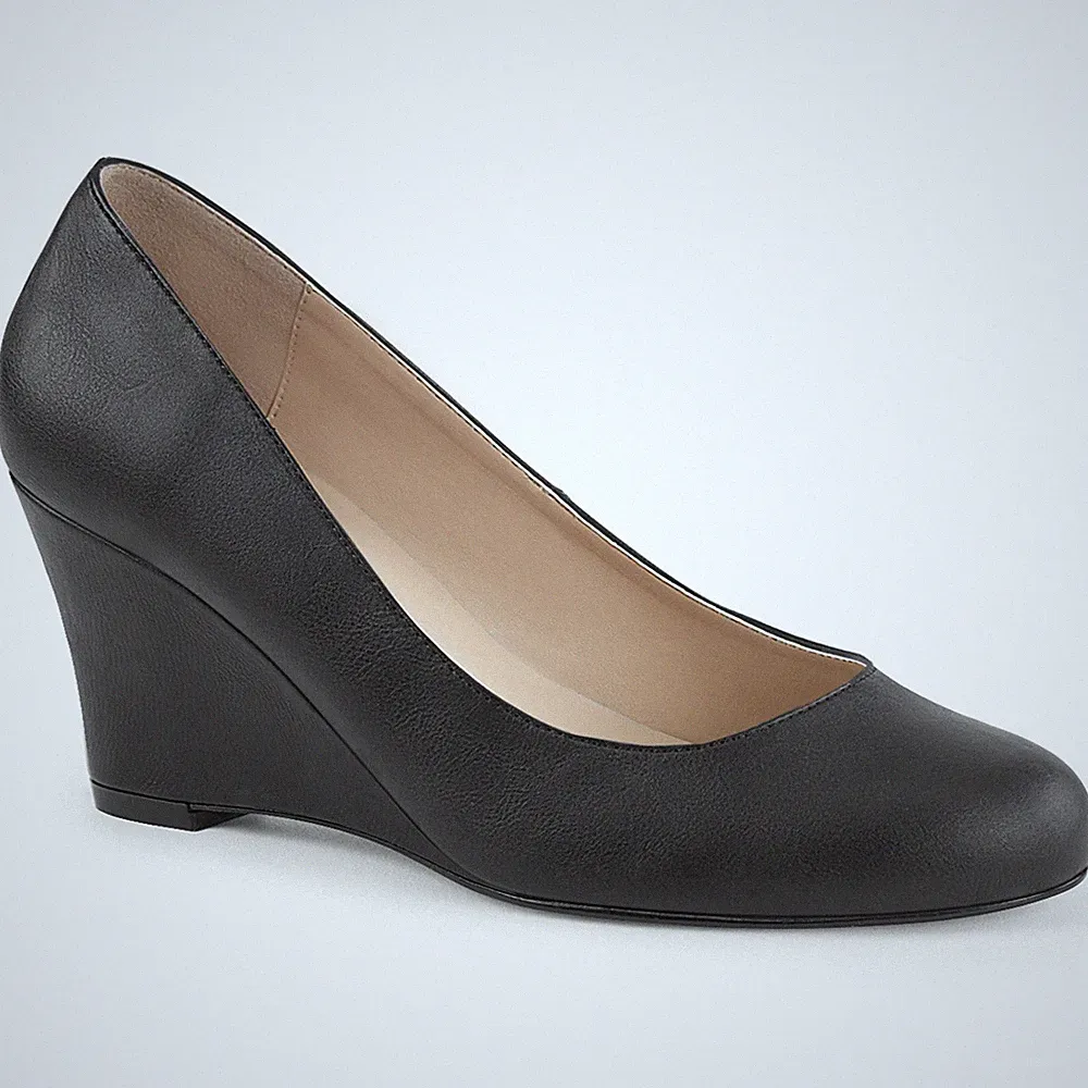 Sale KIMBERLY-08 Pleaser Damen Keilabsatz Pumps runder Schnitt schwarz matt Gr41