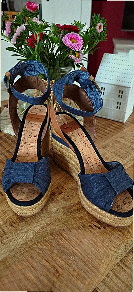 SALE !! NP 85,- ! NEUE Napapijri Sandalette - Keilabsatz -jeansblau EU 38