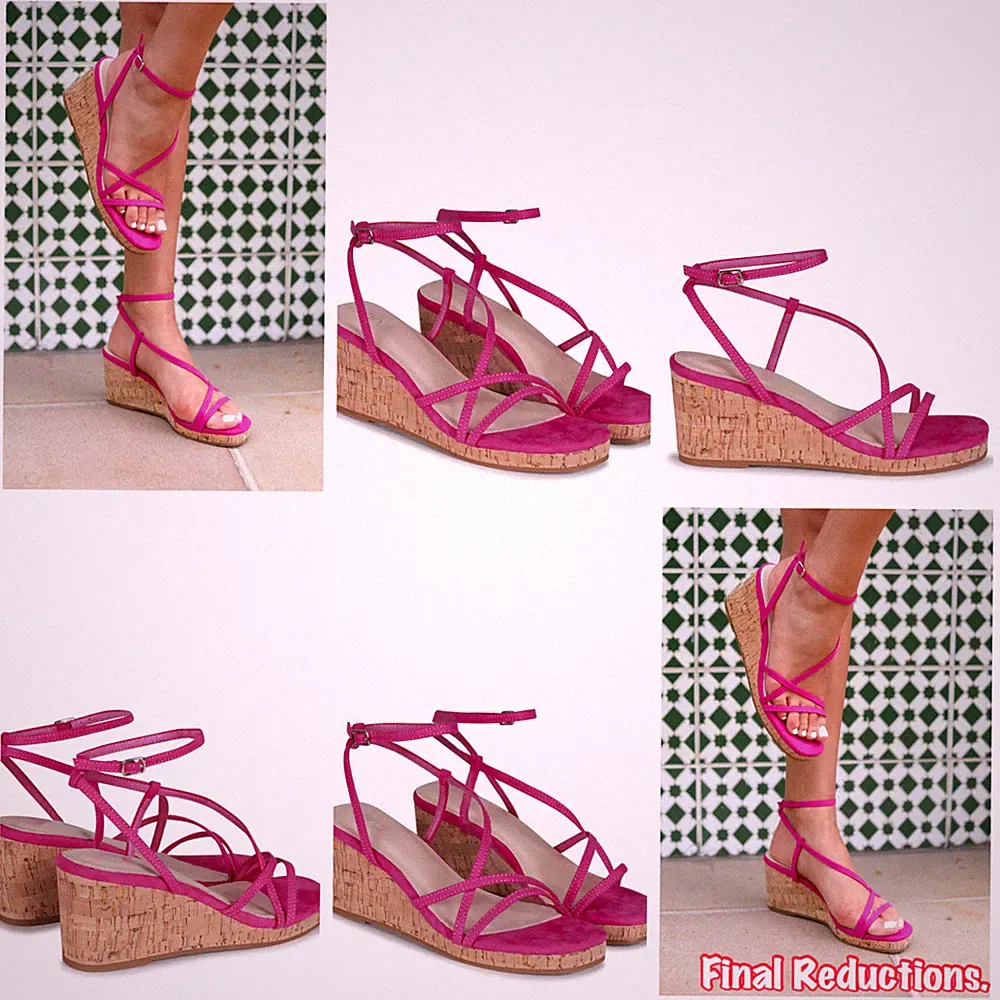 SALE ROSA DAMEN GRÖSSEN 4-7 CROSSOVER RIEMEN MITTEL KORK KEILABSATZ PLATEAUSANDALEN