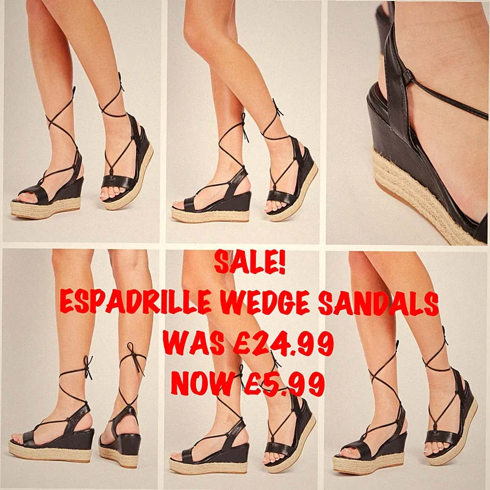 SALE SCHWARZE DAMEN GRÖSSE 4 SCHNÜRUNG HOCH GEFLOCHTEN ESPADRILLE KEILABSATZ SANDALEN
