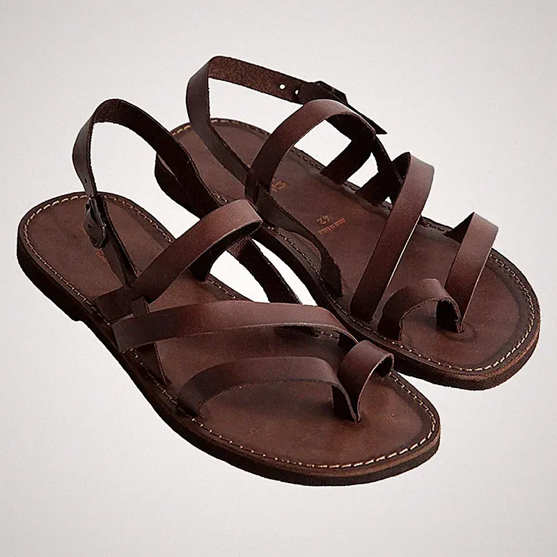 Salentini ARTIGIANALI Herren Sandalen LINEA 100% SALENTO® Leder und Leder braun