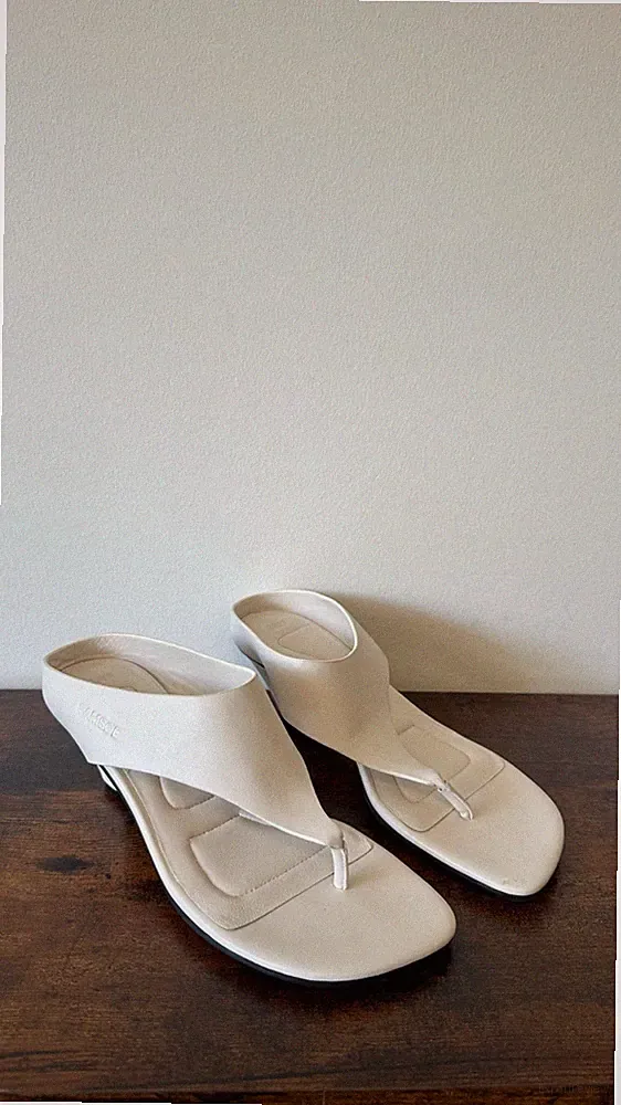 Samsoe Samsoe Sadagmar EUR 38 Ivory Keilabsatz Sandalen Zehentrenner Pfennigabsatz