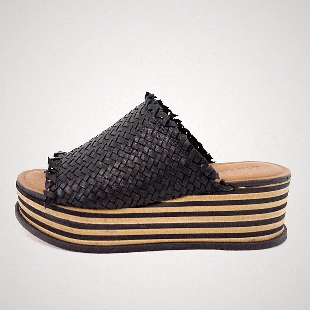 Sandalen 41 42 Elvio Zanon Schwarz Damen Sommer Plateau Sandaletten Slipper Neu