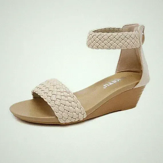 Sandalen Absatz Niedrig Elegant Komfortabel Keilabsätze 4.5 CM Kunstleder Beige