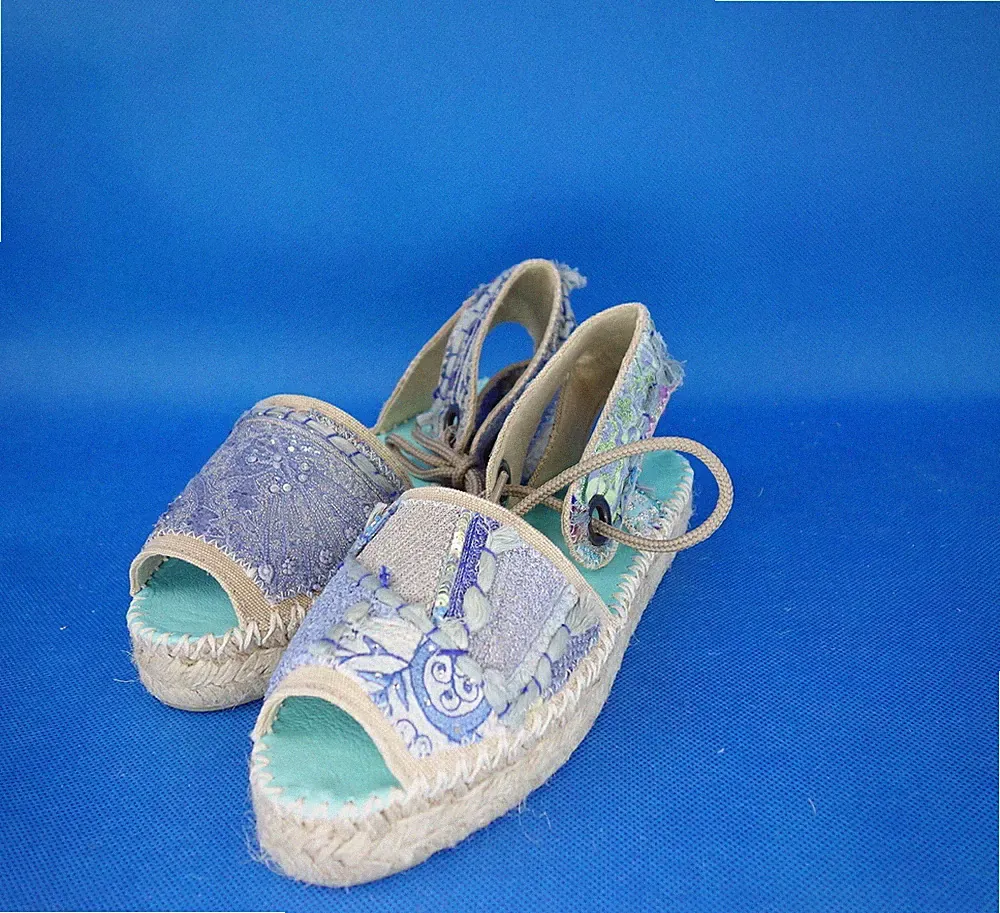 Sandalen Bunt 38 Imayin Damen Sommer Schuhe Espadrilles Bestickt Np 160 Neu