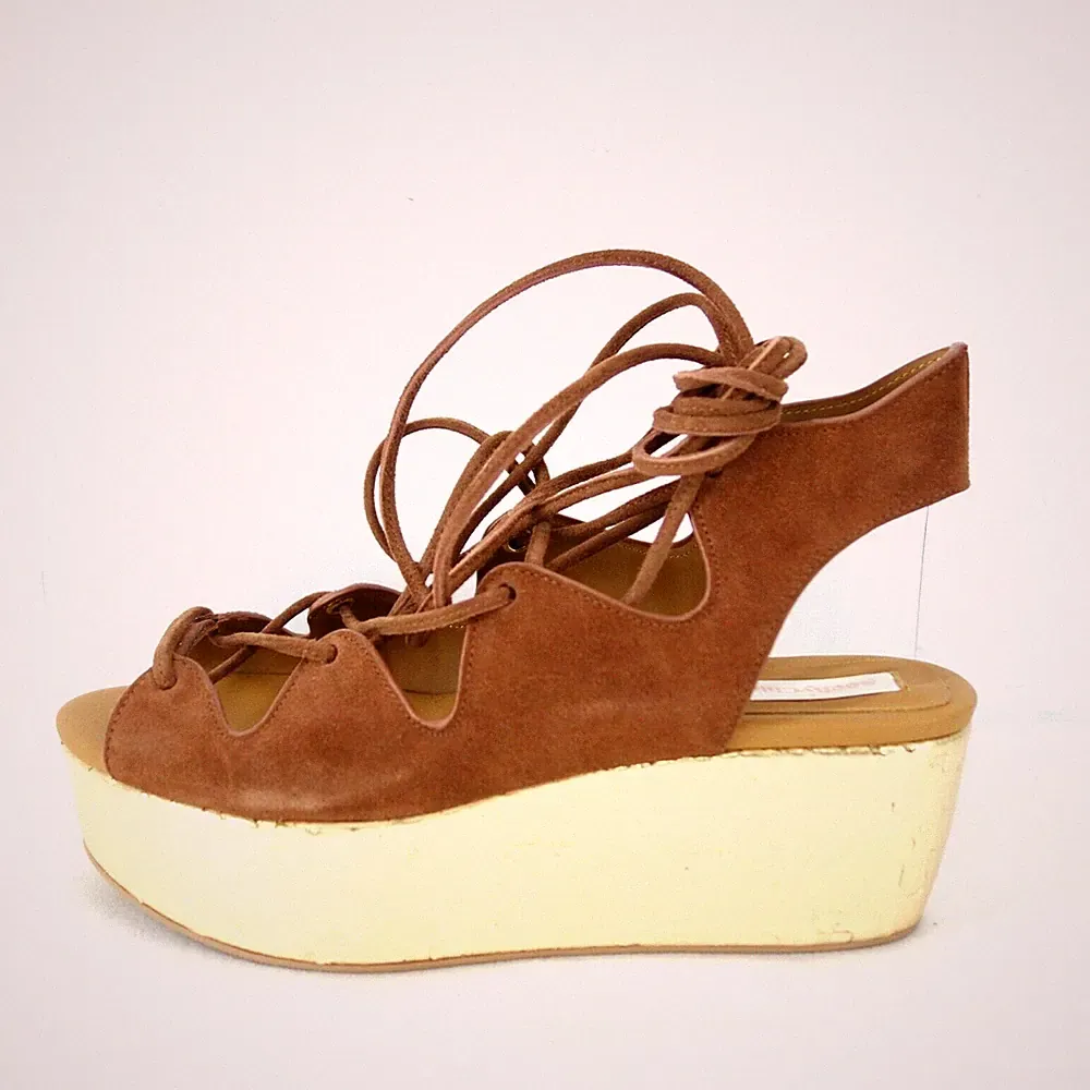 Sandalen CHLOE Braun Damen Sommerschuhe Plateau Sandaletten Leder 40 Neu