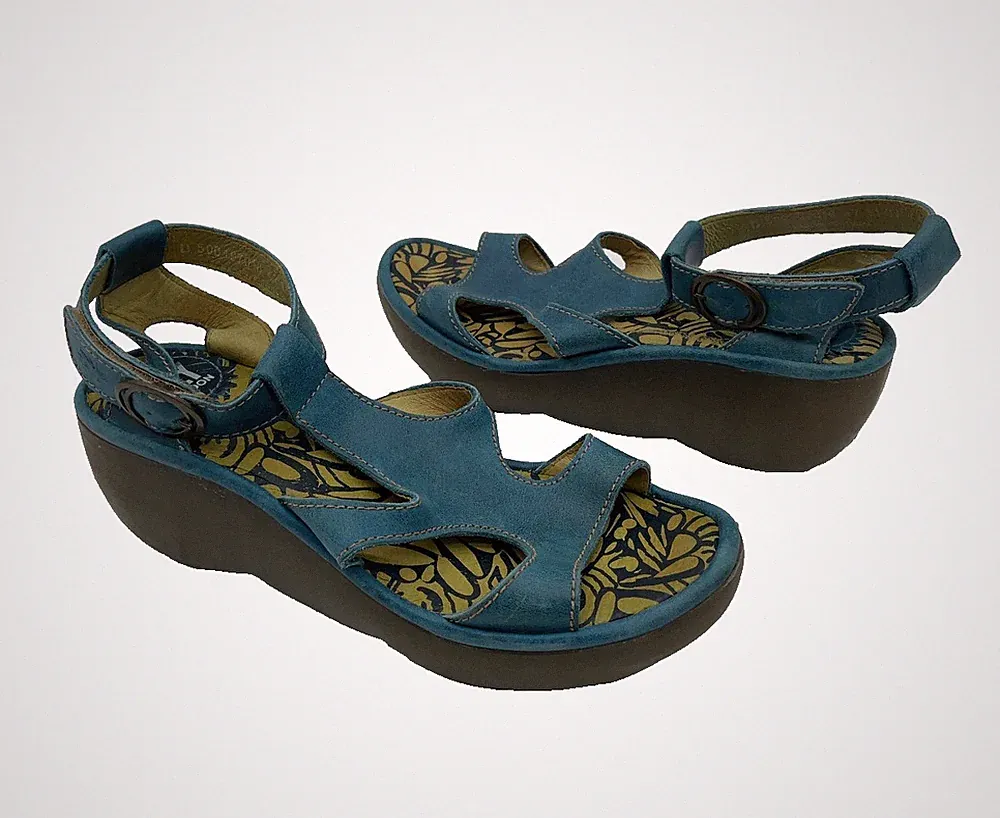 Sandalen Damen FLY LONDON; Kunstleder; Petrol; Sehr gut
