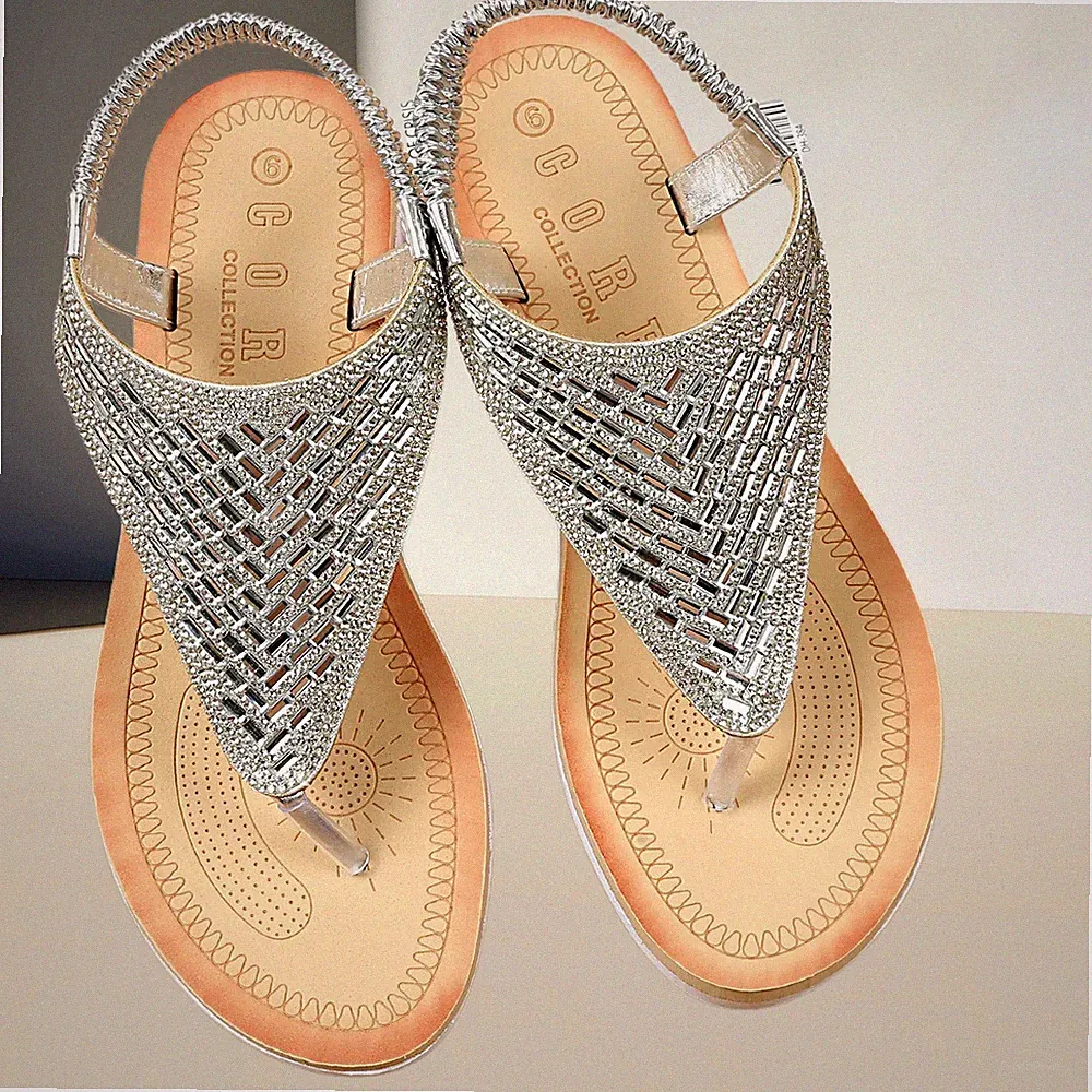 Sandalen Damen Frauen Flip Flops Sommer flache Sandale Zehenstegsandale Boho Wandersandale