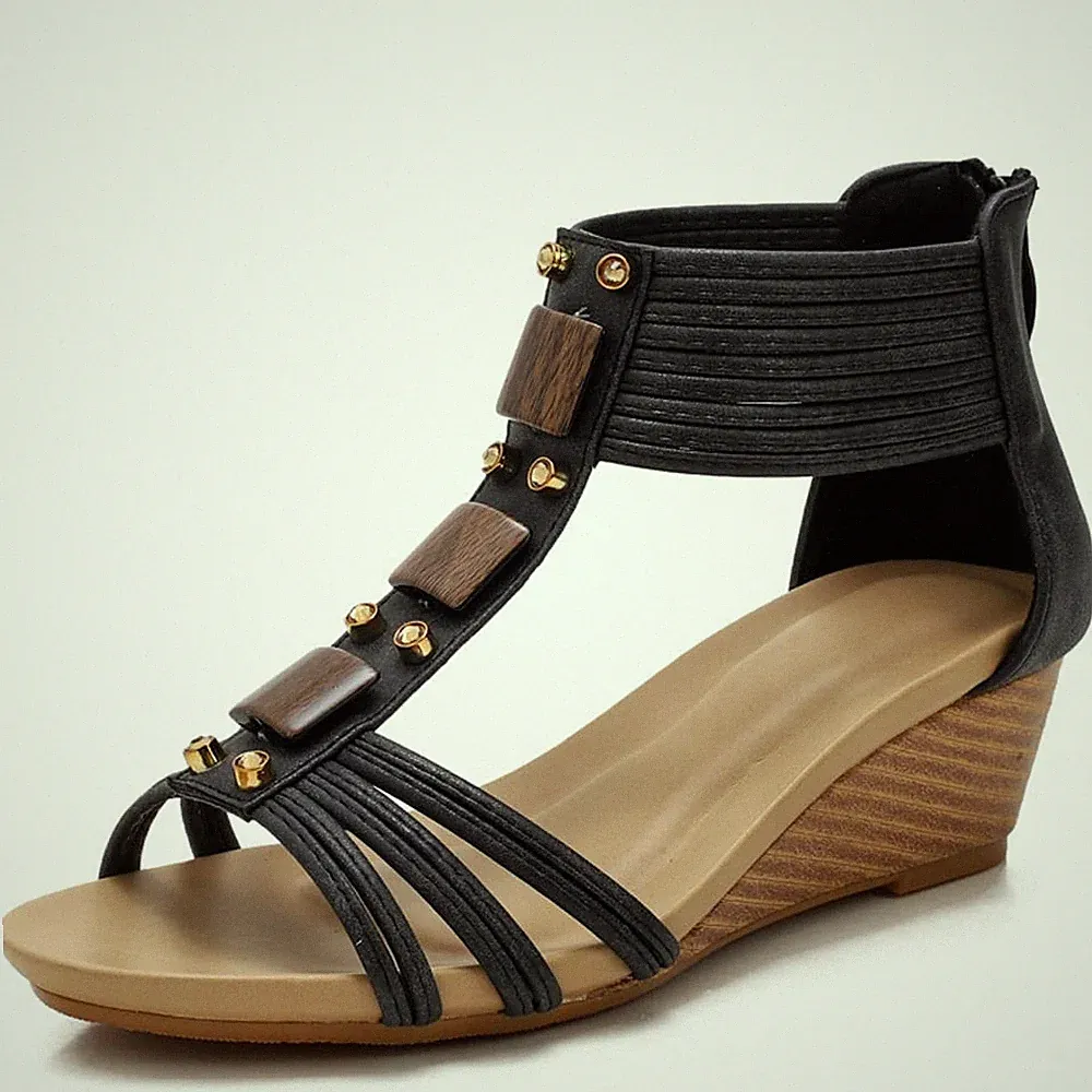 Sandalen damen keilsandalen sommer offene Zehen lässig mit absatz Strandsanda...