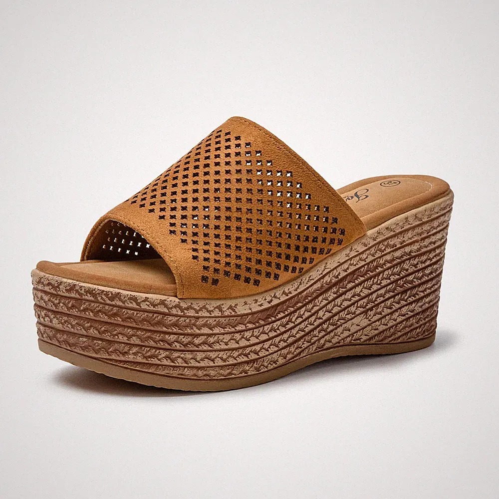 Sandalen Damen Pantoletten mit Absatz Sommer Frauen Plateau Schuhe Keilsandal...