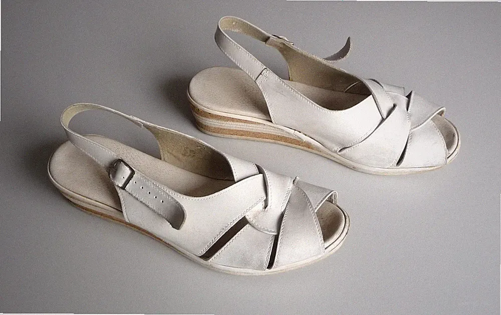 Sandalen Damen weiß Größe 40 Riemchensandalen einstellbar Sandalette Keilabsatz