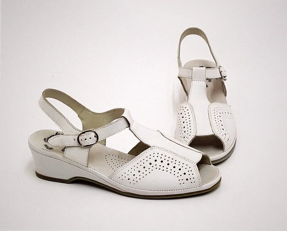 Sandalen Doc Comfort Keilabsatz Echtleder weiß Gr. 40