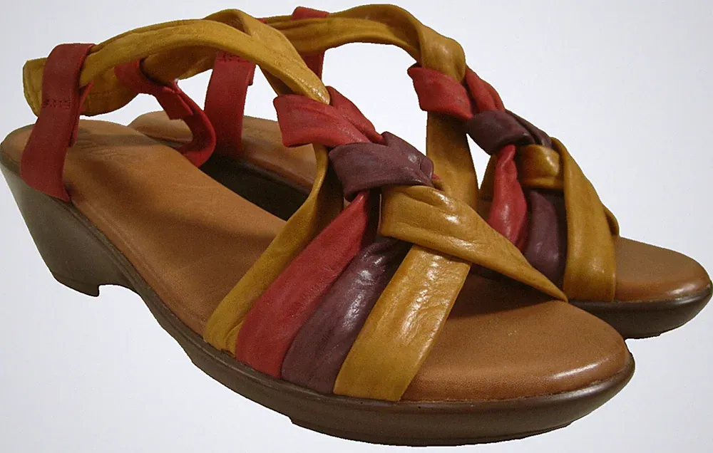 SANDALEN GLADIATOR LEDER 6 mittelhoher Absatz Riemchen rot lila gelb Slingback LOTUS
