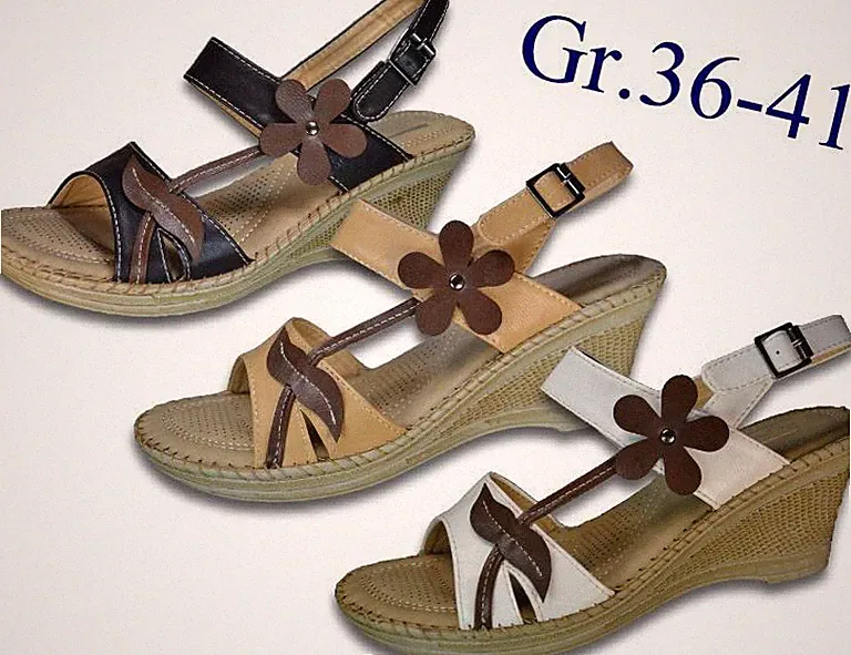 Sandalen Gr.36-41 Keilabsatz NEU mit Blumen Damen Schuhe Sandaletten 2580X