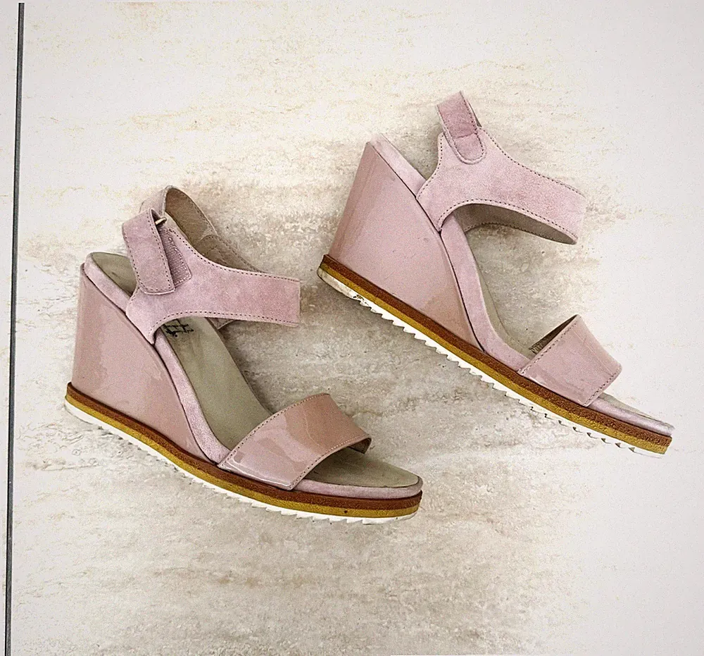 Sandalen Keilabsatz Damen Gr. 37 Rosa Feminin Top Zustand