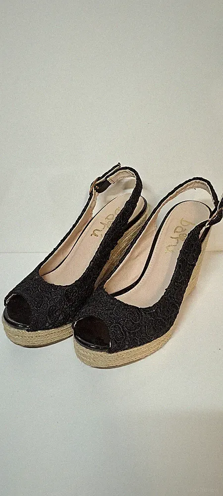 Sandalen Keilabsatz Stroh schwarz 36 Barù