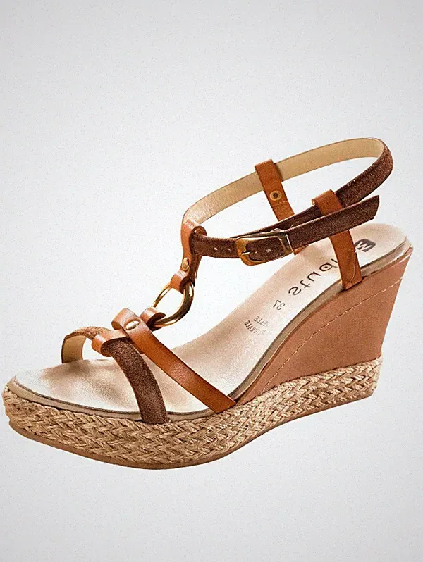Sandalen Keilsandalette Plateau Damen Schuhe Leder Gr. 40 6,5